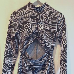 Swirly Black and White Dress with Cut-Outs